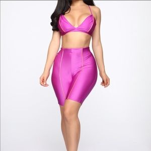 Fashion nova purple and orange bike shorts set